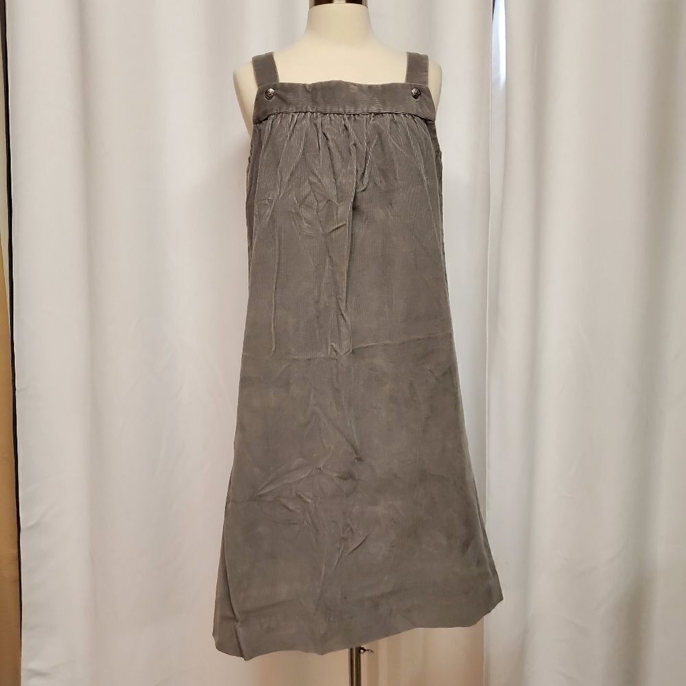 Vintage Handmade Jumper Corduroy Gray Sleeveless‎ Overall Dress Woman's Medium